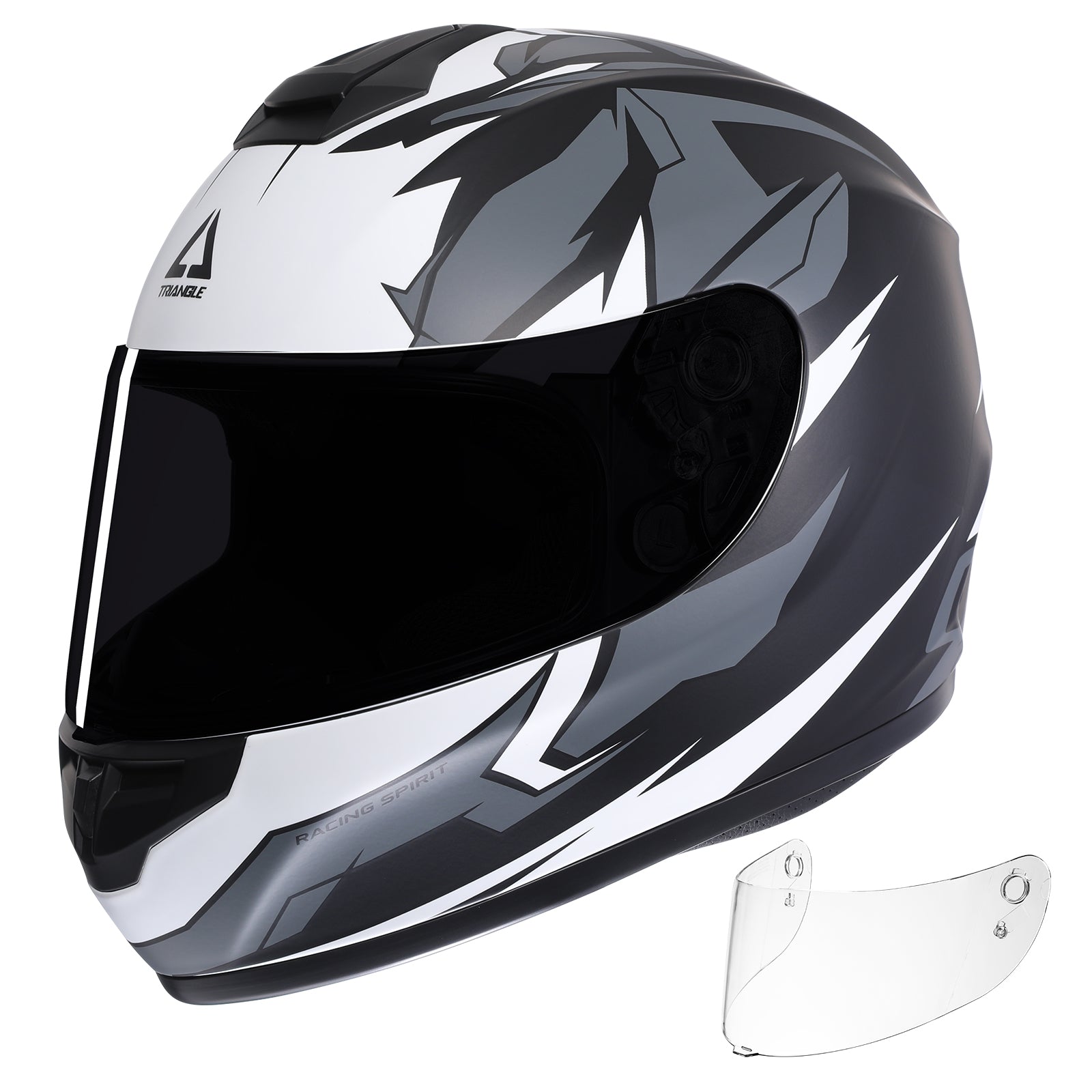 TRIANGLE Motorcycle Helmets Full Face Helmet for Adult Men Women with Tinted and Clear Visor DOT Approved