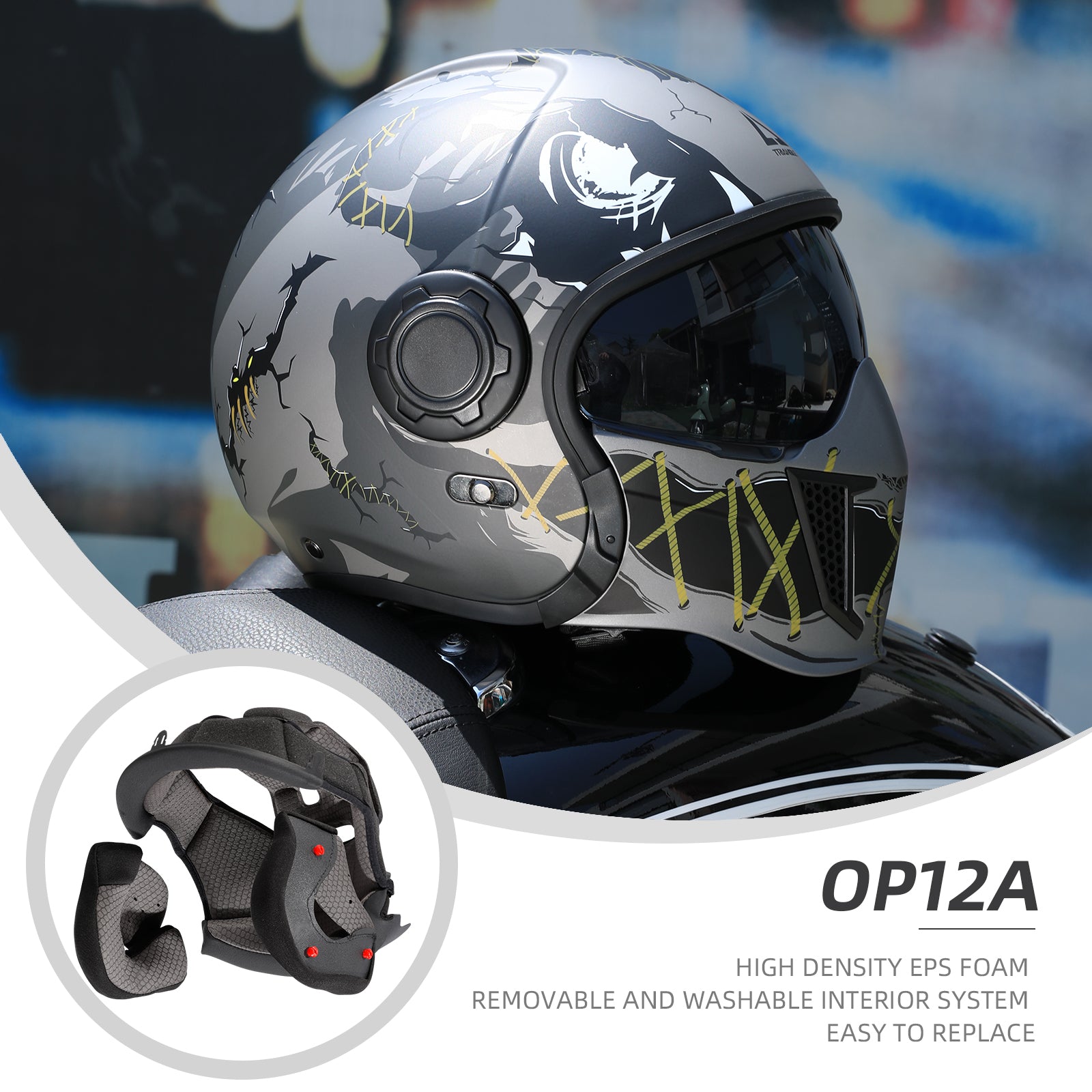 TRIANGLE Open Face Motorcycle Helmet 3/4 Half for Men