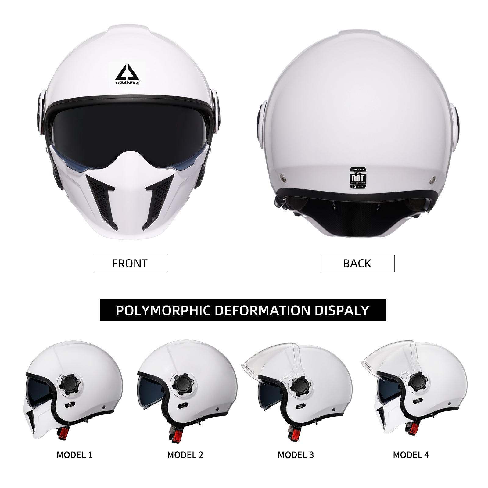 TRIANGLE Open Face Motorcycle Helmet 3/4 Half for Men