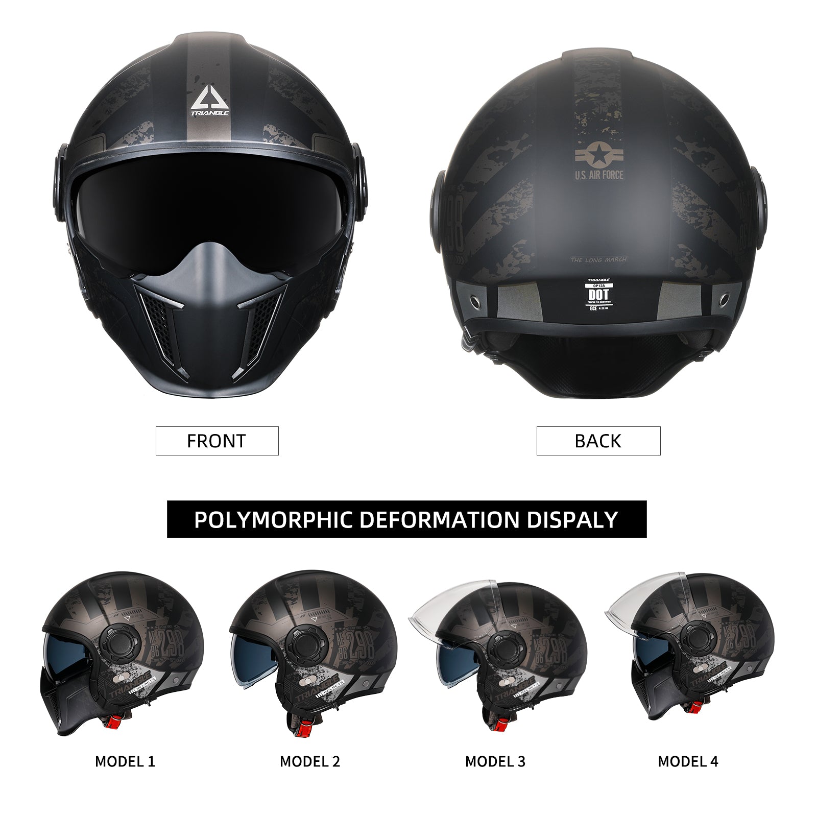 TRIANGLE Open Face Motorcycle Helmet 3/4 Half for Men