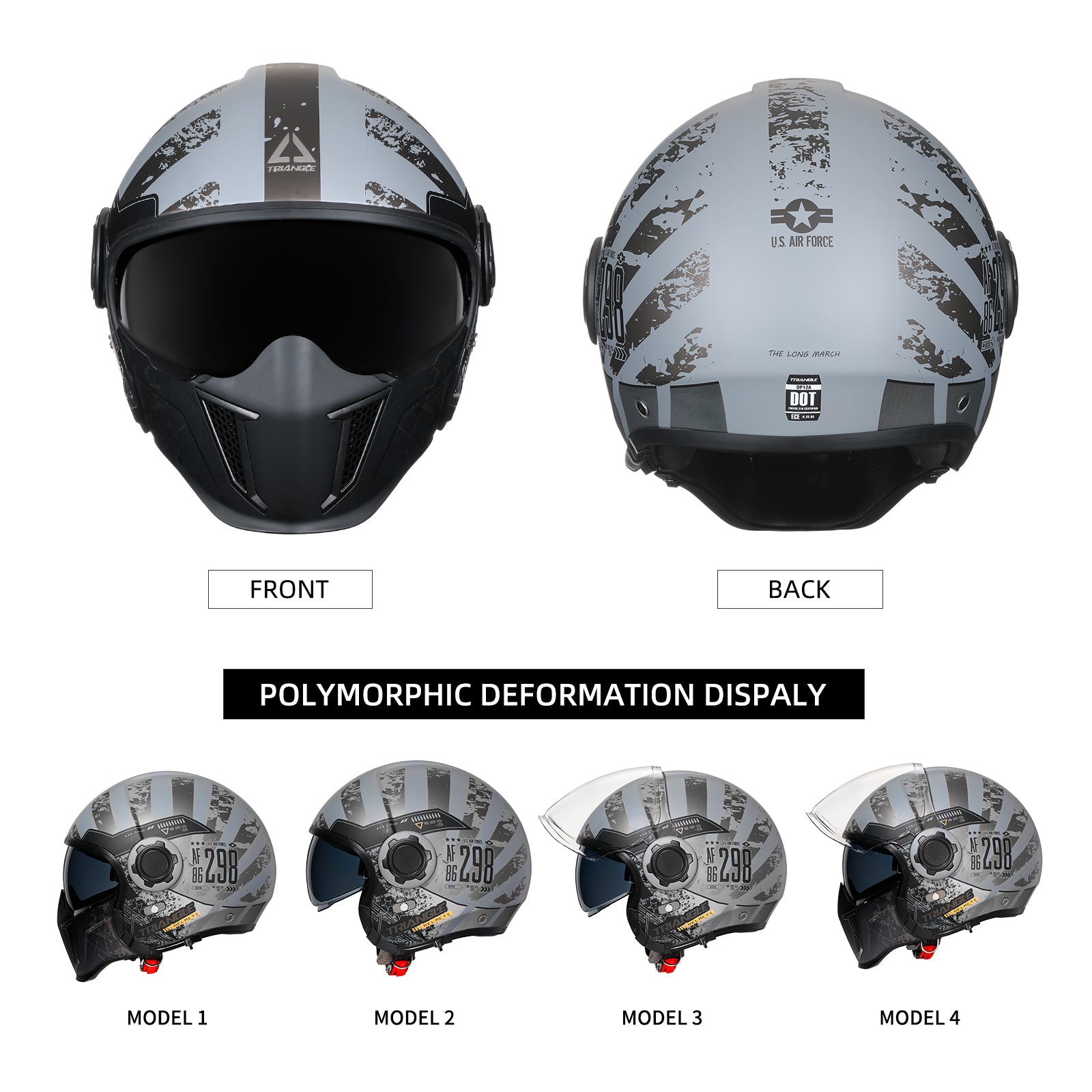 TRIANGLE Open Face Motorcycle Helmet 3/4 Half for Men