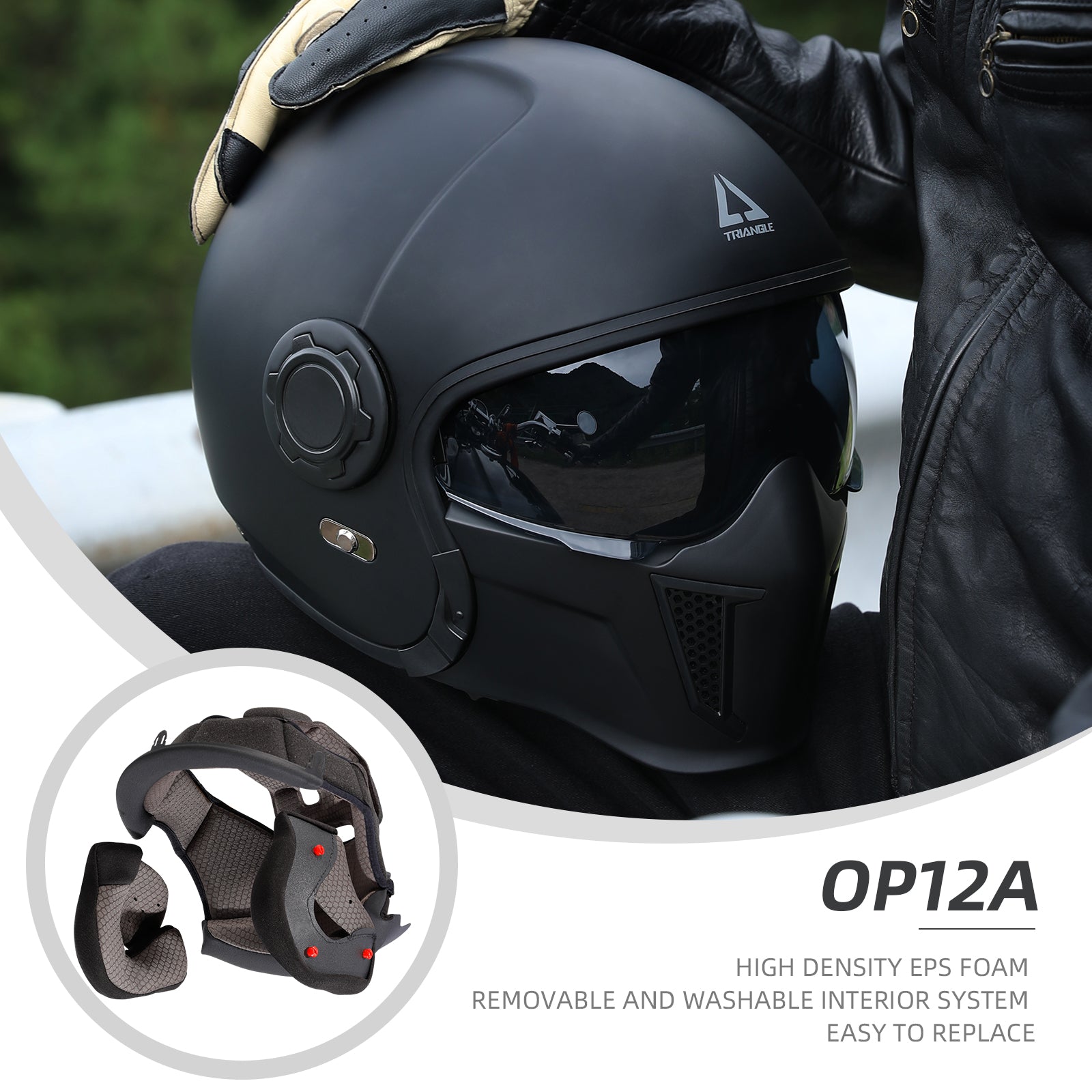 TRIANGLE Open Face Motorcycle Helmet 3/4 Half for Men