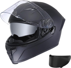 TRIANGLE Full Face Motorcycle Helmet Dual Visor Street Bike for Adult DOT Approved