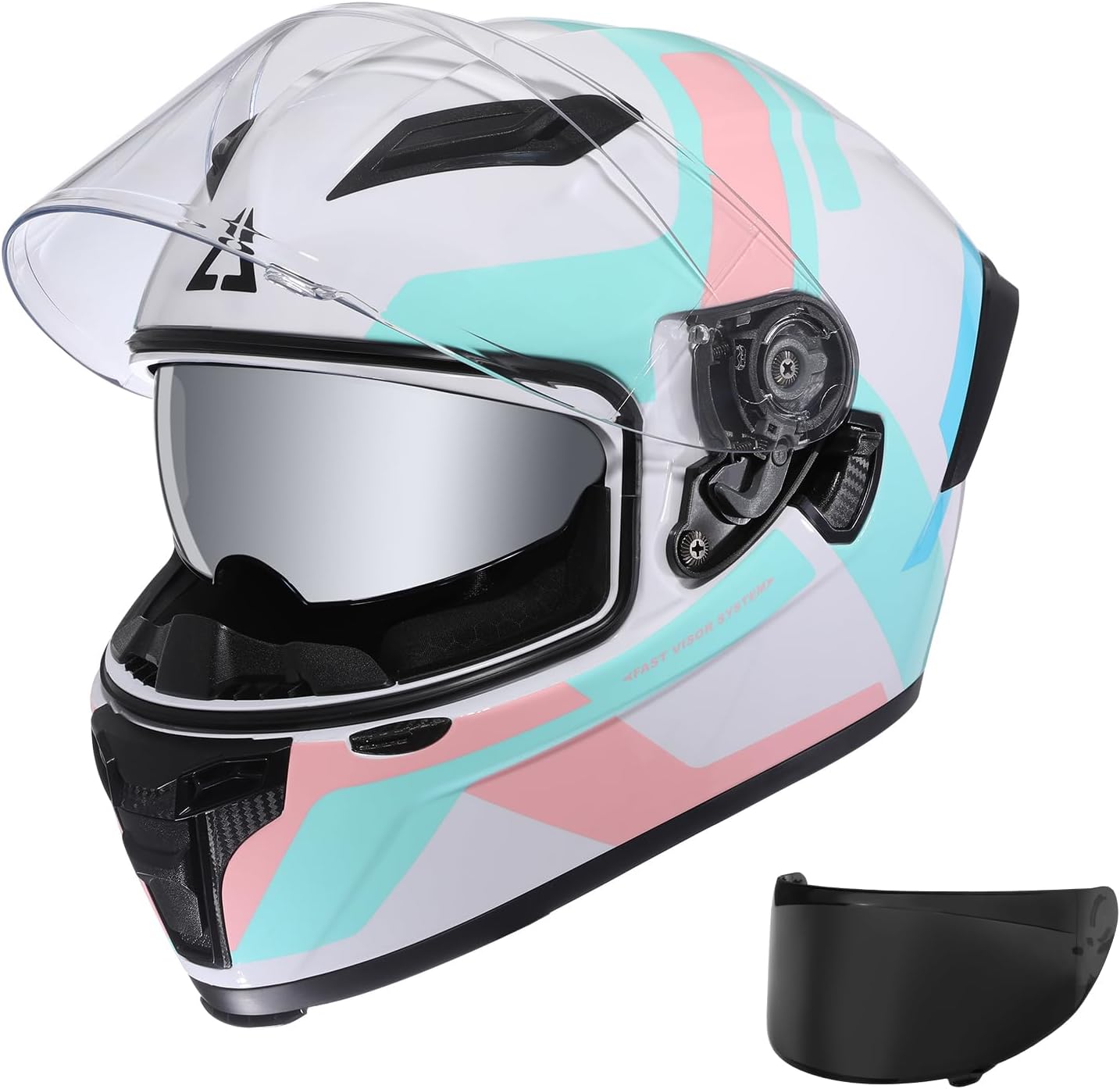 TRIANGLE Full Face Motorcycle Helmet Dual Visor Street Bike for Adult DOT Approved