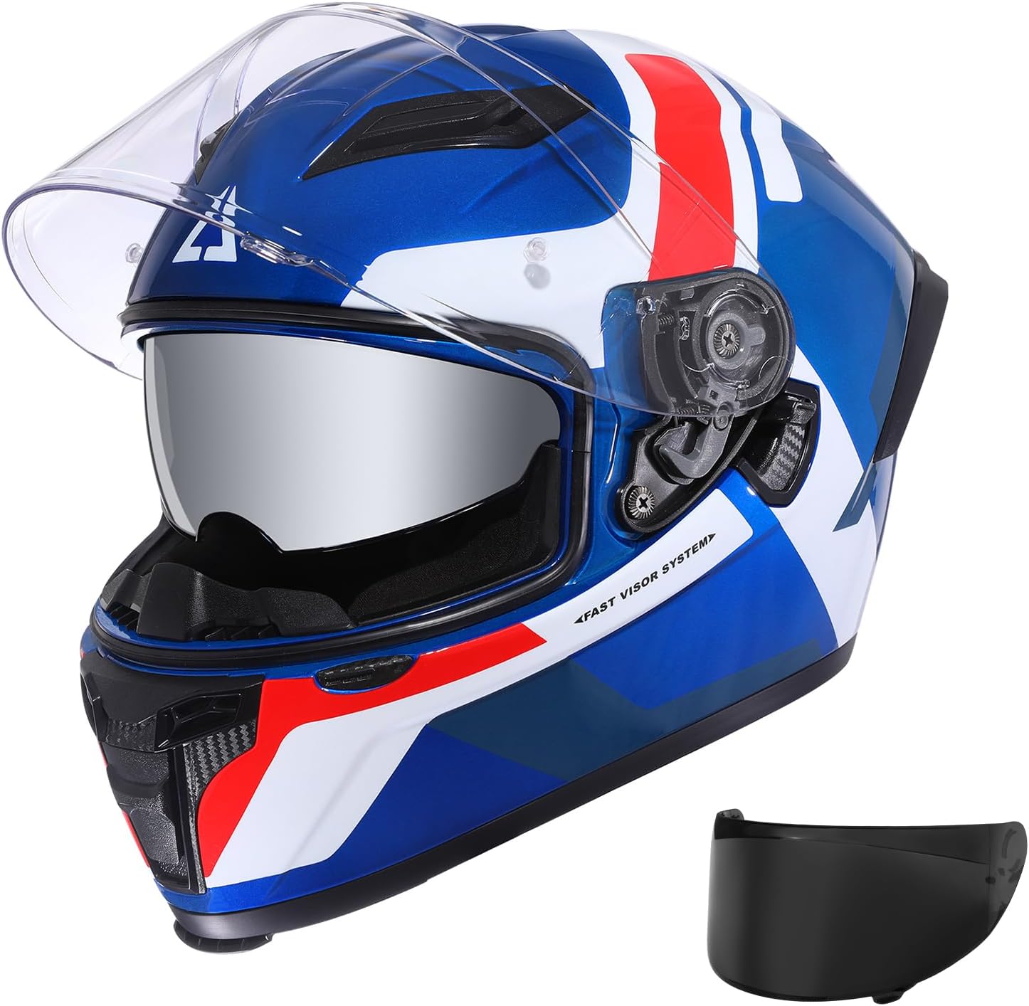 TRIANGLE Full Face Motorcycle Helmet Dual Visor Street Bike for Adult DOT Approved