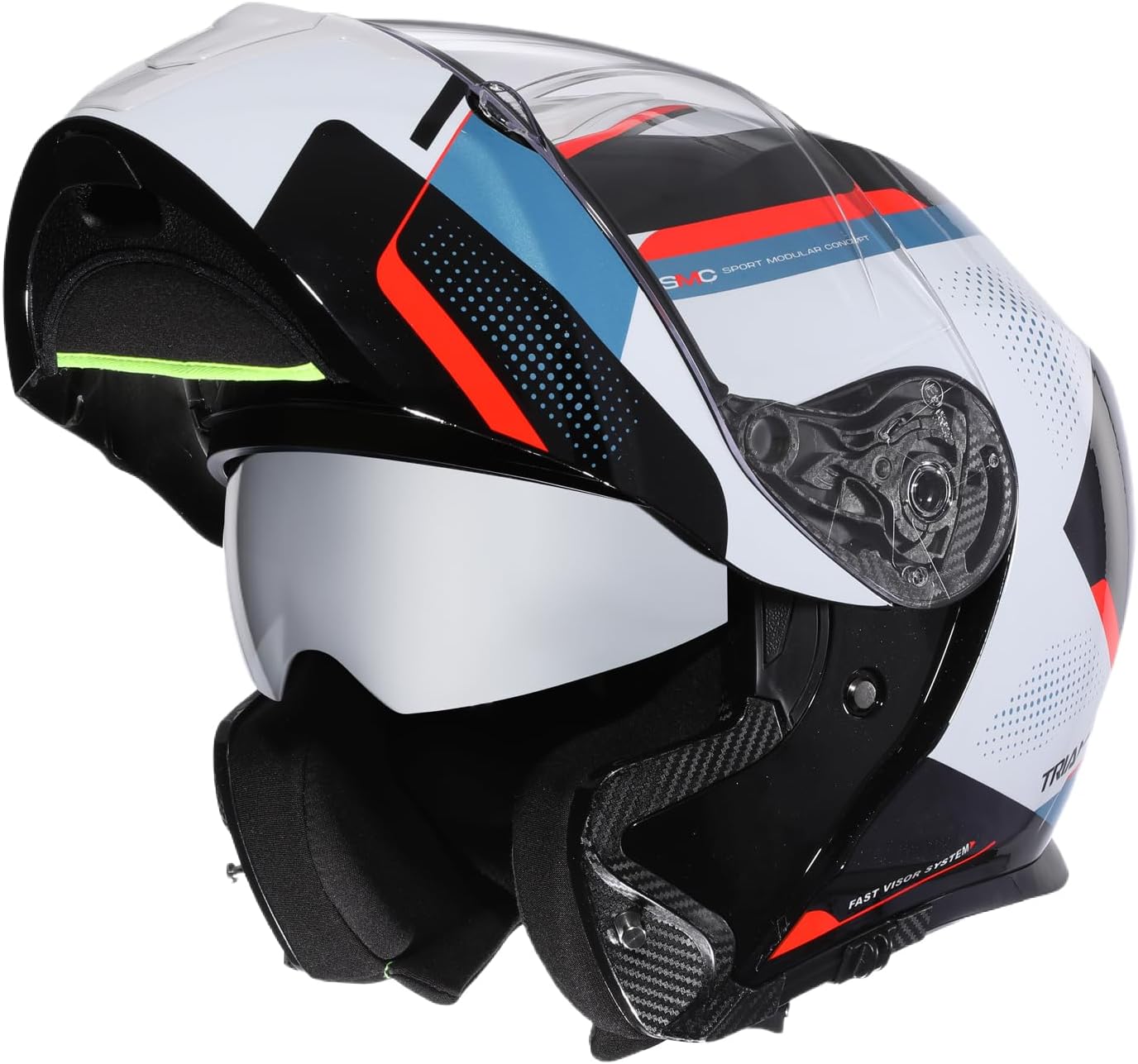 TRIANGLE Flip up Motorcycle Modular Helmet Dual Visor Full Face Helmet for Adult Men and Women DOT Approved