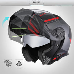 TRIANGLE Flip up Motorcycle Modular Helmet Dual Visor Full Face Helmet for Adult Men and Women DOT Approved