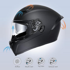 TRIANGLE Full Face Motorcycle Helmet Dual Visor Street Bike for Adult DOT Approved