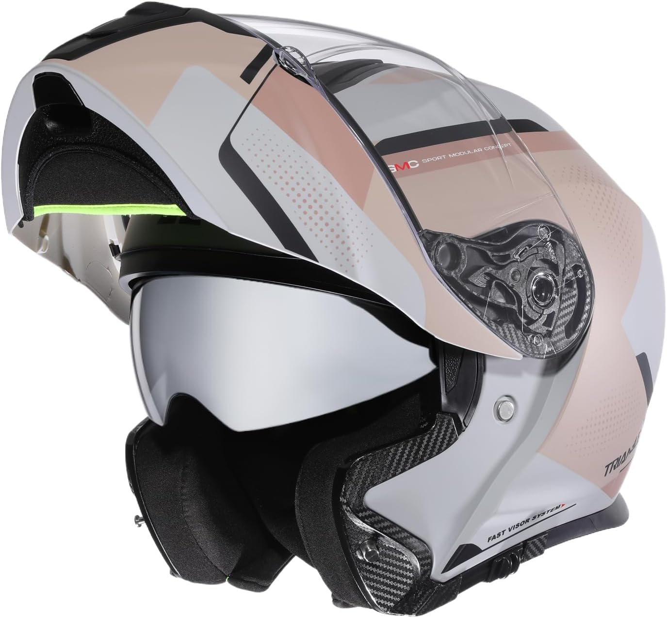 TRIANGLE Flip up Motorcycle Modular Helmet Dual Visor Full Face Helmet for Adult Men and Women DOT Approved